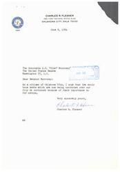["Charles R. Flexner, a resident of Oklahoma City, is urging Senator A.S. \"Mike\" Monroney to continue the sonic boom tests being conducted over the city due to their importance to the nation."]