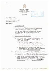 ["The letter is expressing concern about a selfish minority group in Oklahoma City trying to stop Sonic Boom Studies, which the majority supports. The writer urges Senator Monroney not to be swayed by the minority group's pressure tactics and to continue the studies for the benefit of the majority. The letter also highlights the importance of extracting knowledge from the tests and the support of the majority group in Oklahoma City."]