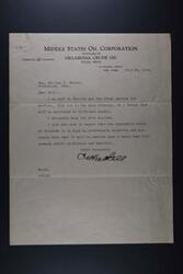 ["Correspondence from Middle States Oil Corporation."]