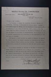 ["Letter of Recommendation for Honorable William H. Murray from Middle States Oil Corporation."]