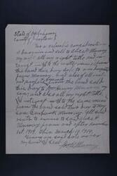 ["The document is a legal document in which the author sells their interest in land to Alice H. Murray and mentions various items of value on the property. The author also mentions a large sum of money near the water on the land, old tools at their home, and books in the main house. The document is signed on March 10, 1919."]