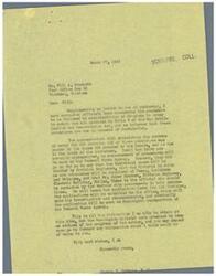 ["The document is a series of letters exchanged between George B. Schwabe, a Congressman from Oklahoma, and Will A. Crockett, a resident of Chouteau, Oklahoma. Schwabe informs Crockett about the procedures to obtain government assistance for municipalities in Oklahoma under Title V of the War Mobilization and Reconversion Act. He mentions that funds have not yet been appropriated, but provides information on how to contact the necessary officials. Crockett expresses interest in obtaining aid for a water system project in Chouteau and requests further guidance from Schwabe. The documents also include expressions of gratitude and willingness to help each other."]