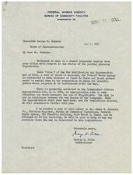 ["The document is in response to an inquiry about postwar planning legislation. The War Mobilization and Reconversion Act of 1944 authorizes the Federal Works Agency to provide funds for State and local governments to plan public works projects after the war. The document mentions an appropriation of $35,000,000 for these advances and states that further communication will be sent once the regulations are adopted. The document also directs inquiries to Mr. James W. Bradner, Jr., Division Engineer at the Federal Works Agency. The enclosed extracts from Public Law 458 outline the provisions of the Act, including the authorization of funds for loans or advances for public works projects. The Act is set to terminate on June 30, 1947."]