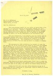 ["The document acknowledges receipt of a letter from Mr. Hollibaugh regarding benefits under Title V of the War Mobilization and Reconversion Act. It explains that procedures for administering the act are still being formulated and that funds have not yet been appropriated. The document provides information on how individual cases will be handled and who to contact for application forms. It also mentions that funds received under Title V will cover engineers' plans and estimates. The document ends with an offer of assistance from Congressman Schwabe's office."]