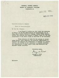 ["The Federal Works Agency Bureau of Community Facilities has approved the advance of federal funds for the plan preparation of public works in Oklahoma, specifically for a sewage disposal plant and swimming pool in the City of Claremore. The advances are meant to encourage states and their agencies to prepare for the construction of public works when materials and manpower become available."]