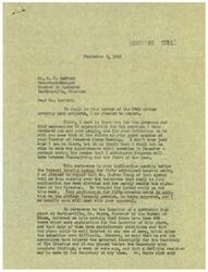 ["The document from Mr. Schwabe, a congressman, to Mr. Bedford, Secretary-Manager of the Chamber of Commerce in Bartlesville, Oklahoma, discusses various topics. These include the approval of 50 additional housing units, the potential location of a synthetic fuel plant in Bartlesville, efforts to secure a veterans hospital or administration facility, and the progress of the Huleh Dam project. Mr. Schwabe expresses gratitude for the hospitality extended to him during his recent visit to Bartlesville and offers his assistance with the mentioned issues."]