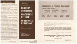 ["Applications are being accepted for War Service appointments in Personnel Management positions with the United States Civil Service Commission. Applicants will be judged based on their qualifications and experience. No written test is required. Salaries range from $3,163 to $6,228 per year. Preference is given to veterans, and appointments are subject to War Manpower Commission policies. Physical requirements must be met, and applications must be submitted by April 2, 1945."]