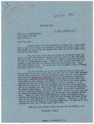 ["The document is a series of correspondence between George B. Schwabe and Mrs. Charles Hope, discussing the possibility of bringing Mrs. Hope's mother from Germany to the United States. Schwabe explains that there are a few vacant quota numbers available for German immigrants, but the process is complex and requires careful navigation of regulations and paperwork. He provides Mrs. Hope with the necessary forms and suggests she seek local assistance in completing the application. Mrs. Hope is urged to ensure she is a United States citizen and provide all required documentation for her mother's immigration process."]