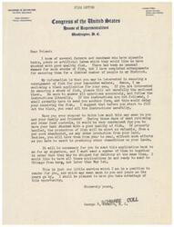 ["George B. Schwabe, a member of the United States Congress, is offering to help farmers and ranchers in his district stock their tanks or ponds with fish. He is providing blank applications for interested individuals to fill out and return to him. Schwabe emphasizes the benefits of having fish stock in impounded waters, especially during times of food rationing. He urges recipients to act quickly and return the applications by May 1st for timely delivery."]
