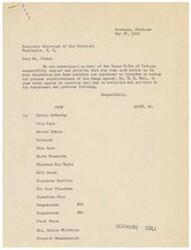 ["Members of the Osage Tribe of Indians are requesting the transfer of their current superintendent, Mr. T. B. Hall, to a different position or agency that may be more suitable for him. The request is being made to the Honorable Secretary of the Interior in Washington, D.C."]