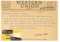["The document is a letter from John E. Whitehorn, Assistant Principal Chief of the Osage Tribe, to Congressman George B. Schwabe requesting action on recommendations made by the Tribal Council in 1945. The recommendations include amendments to acts and appropriation of funds related to the administration of tribal affairs. Whitehorn expresses gratitude for Schwabe's past assistance and hopes for his continued support."]