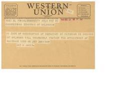 ["The document is a telegram about potential protests regarding the appointment of a new Secretary of Interior in Oklahoma, with suggestions for the company's service at the end."]