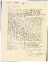 ["The document is from Jack Knight, a member of the Veterans of Foreign Wars, expressing gratitude to Congressman Schwabe for his help in addressing issues related to civil service employment for veterans. Knight highlights the need for veterans to have priority in civil service positions and expresses concern about non-veterans retaining and advancing in jobs meant for veterans. The document also includes resolutions adopted by the V.F.W. to renew civil service examinations, add veterans to the Civil Service Commission, and enforce Executive Order No. 9644 to provide permanent status for disabled war service employees. Knight also mentions the opposition to reclassifying personnel in a way that reduces their earnings and calls for accredited representatives of veteran organizations to have special recognition by the Civil Service Commission."]