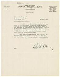 ["The document is addressed to Congressman Schwabe regarding H.R. 3148 which includes provisions for federal agencies to make information on geology and mineral deposits available to State Geological Surveys. The author urges Congressman Schwabe to work for the passage of these measures."]