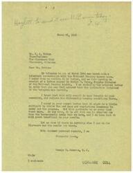 ["The document is a series of correspondence between George B. Schwabe, a member of the House of Representatives, and R.A. Patton, Vice-Chairman of The Claremore Club in Oklahoma, regarding the approval of a housing program in the Claremore locality by the National Housing Agency. Schwabe expresses hope that the program will benefit the community and offers further assistance if needed. Patton thanks Schwabe for his help and updates him on the progress of the housing project. Schwabe assures Patton of his continued support and willingness to assist further."]