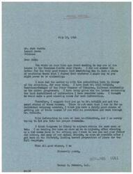 ["The document is informing Mr. Jack Burris about the status of purchasing a house in Chouteau Courts near Pryor. The writer suggests contacting Mr. Bill McCaleb for updated information and advises being persistent in order to potentially secure a house. The document also mentions plans for a Fall campaign and expresses a desire to meet with Mr. Burris and others upon returning to the District."]