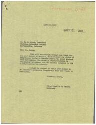 ["The document consists of a series of letters between Mr. K. S. Adams, President of Phillips Petroleum Company, and Congressman George B. Schwabe regarding rumors of plans to transfer certain independent agencies of Congress to the jurisdiction of the Secretary of Commerce. Congressman Schwabe investigated the rumors and found them to be unfounded, reassuring Mr. Adams in a letter. The documents express concern over the potential implications of such a transfer and the importance of keeping the independent agencies separate."]