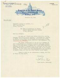 ["The document is from George B. Schwabe, a member of Congress, inquiring about the requirements for selling an automobile in Mexico. The response he received stated that only manufacturers are permitted to export cars to Mexico and that citizens of the United States are not allowed to do so. The document also mentions the high resale value of cars in Mexico compared to the US. Schwabe requested this information on behalf of Harold Pesha and asked for any necessary forms to obtain a permit."]
