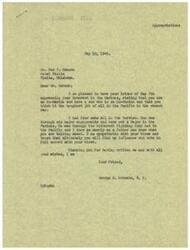 ["The document is from Mr. Ben T. Osborn to George B. Schwabe expressing his concern about the Marine Corps appropriations. Osborn, who is an Ex-Marine with a son who is also an Ex-Marine, believes that the Marines had the toughest job in the Pacific during the recent war. Schwabe, who had four sons in the Service, including one who was a Major in the Marines and fought in major engagements in the Pacific, sympathizes with Osborn's views and assures him of his support."]