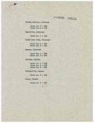 ["George B. Schwabe, a member of the House of Representatives, is requesting information on the number of boxholders on rural routes that extend into Oklahoma from various post offices in Arkansas, Missouri, and Kansas. He sends letters to the Superintendent of Post Office Service, Division Four in Washington, D.C., requesting this information. The Superintendent replies with the requested information, except for Baxter Springs, Kansas, which is not available at the time. The correspondence takes place in February 1945."]