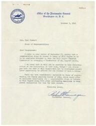 ["Several letters were exchanged regarding the request for a commemorative stamp in honor of Will Rogers to be available on November 4th, his birthday. The Postmaster General expressed that it was not possible to issue the stamp at that time, but there was interest in adding a stamp to the Famous American Series in the future. Members of Congress and committees expressed disappointment but continued to push for the stamp's issuance."]