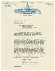 ["The document is a series of letters regarding a mutual transfer of positions between post office clerks Russell P. Cecil and Elmer E. McDonald. Congressman George B. Schwabe's office is involved in trying to expedite the decision on the transfer, as there are concerns about potential collusion between Mr. Cecil and the Postmaster at Hominy. The Post Office authorities are investigating the situation and a decision is expected soon. Mr. Cecil is anxious for a quick resolution due to a property deal."]