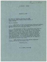 ["The document is a letter from the United Cement, Lime & Gypsum Workers Union No. 5 in Dewey, Oklahoma to Congressman George B. Schwabe, requesting his support for a new post office building in their town. The document highlights the need for a new building based on the yearly receipts of the office exceeding the minimum requirement for qualification. The Congressman's office acknowledges the request and expresses interest in considering the views of the constituents on the matter."]