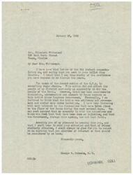 ["Mrs. Elizabeth Whitehead congratulated George B. Schwabe on his election to Congress and expressed concern about the cancellation of sugar stamps by the O.P.A. Schwabe responded by expressing sympathy for those affected by the decision and stating that he believed it was arbitrary and unnecessary. He assured Whitehead that he would consider her concerns and any other issues she brought to his attention."]
