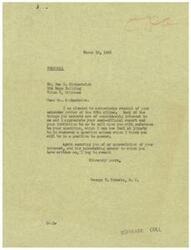 ["The document is a response to Congressman George Schwabe discussing price control regulations for clothing, the appointment of a Veterans' Advisor, and the current supply situation of goods such as cigarettes, pepper, and meat. It also mentions housing shortages in Pryor and Miami due to increased industrial activity."]