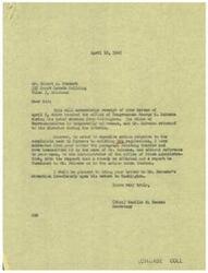 ["A letter is sent to Congressman George B. Schwabe expressing concerns about OPA regulations affecting farmers, specifically in regards to prices and points on canned goods. The document details how farmers are being negatively impacted by these regulations, leading to a shortage of food. The document urges serious consideration and action to remedy the situation. Schwabe's secretary acknowledges receipt of the letter and assures that it will be brought to his attention upon his return to Washington."]
