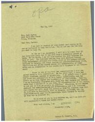 ["The document is a response to a request to keep the O.P.A (Office of Price Administration) from Mrs. Jack Carter. The writer, George B. Schwabe, expresses his mixed feelings about the O.P.A, acknowledging both its benefits and harm. He mentions the oppressive methods used by the O.P.A and believes that it should be discontinued after the war to prevent totalitarianism. Mrs. Carter expresses her support for the O.P.A in her response."]