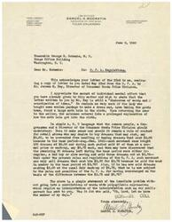 ["The document is a response to a communication from Honorable George B. Schwabe regarding O. P. A. regulations. The author criticizes the confusing and convoluted language used by Mr. Ney from the O. P. A. and simplifies the issue at hand, questioning the logic behind preventing retail stores from selling dresses at certain prices based on past sales. The author emphasizes the need for clear and straightforward communication in addressing the issue at hand."]