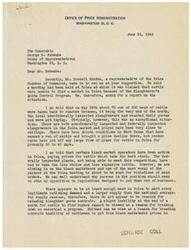 ["The Office of Price Administration received a complaint from the Tulsa Chamber of Commerce regarding cattle unable to find a market in Tulsa due to the Slaughterer's Quota Control Program. Despite some challenges at the end of the month, there is enough meat in Tulsa to meet rationing demands and a larger supply than the national average. Black market operators have been active, but efforts are being made to crack down on them. The program is essential and should not be relaxed."]