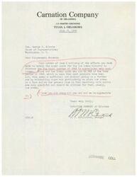 ["The Carnation Company of Oklahoma is thanking Congressman Schwabe for his efforts in retaining the sugar quota for the ice cream industry in Oklahoma for the third quarter of 1945. They express their appreciation for his support in ensuring that ice cream production is not further hindered by sugar shortages."]
