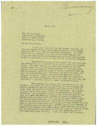 ["The document from Mrs. Ray E. Huling of the League of Women Voters urges Congressman George B. Schwabe to support the continuation of the O.P.A. without crippling amendments, despite acknowledging that the administration of the O.P.A. has been poor. The document criticizes the dictatorial and autocratic nature of government bureaus created during wartime, such as the O.P.A., and argues that they do not serve the best interests of the American people. Congressman Schwabe responds by expressing his disagreement with extending the authority of these bureaus, stating that they infringe upon American rights and liberties. He also mentions that most Members of Congress share his sentiment."]
