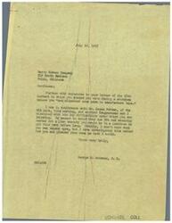 ["The document is from George B. Schwabe, M.C. to Merry Screen Company in Tulsa, Oklahoma, discussing their need for yarn to manufacture tape and the efforts made to secure the allocation of yarn for them. Schwabe states that he has spoken with OPA officials and advocated for the company's case, but cannot guarantee the outcome."]