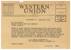 ["The document is a series of telegrams regarding a request to raise the beef quota for a slaughterer in Vinita, Oklahoma, due to a shortage of meat in the area. The sender is asking for immediate action to rectify the situation and is seeking cooperation from OPA district offices."]