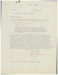 ["The document discusses efforts to secure a beef quota for E. Bond in Vinita, Oklahoma, due to a shortage of meat in the area. Despite attempts by Mr. Schwabe and others to secure the quota, the OPA District Office refused to grant it due to lack of refrigeration facilities. The document includes a telegram from Vinita requesting the quota be raised and efforts made to rectify the distribution issue. Mr. Schwabe and the OPA Regional and District Offices were contacted to address the situation."]