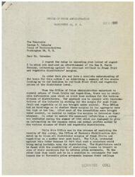 ["The Office of Price Administration explains to Congressman George B. Schwabe the reasons for proposing a rollback in fresh fruit and vegetable prices at the distributor level. They conducted a survey to determine distributor margins, and after analyzing the data, determined a 10.9% rollback was necessary. The industry protested, citing rising expenses and differences in conditions from the survey year. The O.P.A. believes the rollback will benefit consumers by reducing retail prices. They refute claims that the rollback will benefit chain stores disproportionately and dispute figures on wholesalers' share of the consumer dollar."]