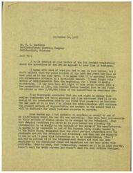 ["The document is a correspondence between Mr. C. H. Bartlett of Bartlett-Farmer Clothing Company in Oklahoma and Congressman George B. Schwabe regarding their complaints about the Office of Price Administration (OPA) and its impact on small businesses. They believe that the OPA's price control policies are harming businesses and causing shortages of merchandise. They feel that the OPA is favoring manufacturers over retailers and consumers, and they are fighting against the extension of the bureau. They are seeking support and assistance in addressing their concerns."]