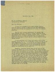 ["George B. Schwabe, a member of the House of Representatives, received a telegram from H. E. Wilkins expressing concerns about ceiling prices on dwellings and the detrimental effects on the economy. Schwabe agrees, criticizing New Deal policies and the Office of Price Administration (OPA). He believes that President Truman's plan to shift functions of bureaus to government departments will not solve the problem. Schwabe is committed to fighting against government intervention in private enterprise and supports Wilkins' views."]