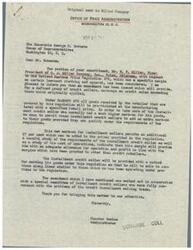 ["The document from the Office of Price Administration informs Representative George B. Schwabe about an amendment to a specific Maximum Price Regulation that allows for mark-ups on credit sales for low-cost clothing and apparel. The document addresses concerns raised by a constituent and emphasizes the need for cooperation during the critical period of re-conversion. Representative Schwabe requests further explanation from the Office of Price Administration regarding the proposed regulation."]