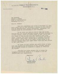 ["The document from George B. Schwabe to the Office of Price Administration requests the discontinuation of meat rationing based on a telegram received from the Oklahoma Retail Grocers Association. The document highlights the availability of meats, particularly beef, and suggests that removing rationing would benefit both consumers and farmers. The Office of Price Administration responds, explaining the revised rationing program and stating that they are monitoring supplies to potentially relax or eliminate rationing controls as conditions warrant. They are unable to return the telegram as it was not received with the initial communication."]