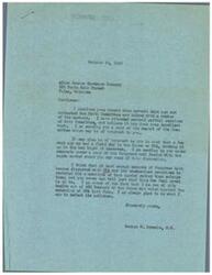 ["George B. Schwabe received a wire from Allen Laudon Hardware Company requesting his help to stop OPA from confiscating the working capital of American retailers. Schwabe contacted the Smith Committee and believes they have done good work. He also discussed OPA in the House, expressing his disgust with their practices. Schwabe is proud to have voted against the extension of OPA and is always willing to defeat its policies. He advises the hardware company to look into the Smith Committee hearing and offers his assistance."]
