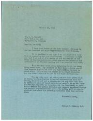 ["The document from George B. Schwabe to Mr. H. G. Darnell expresses agreement with Darnell's concerns about government regulations and the extension of the OPA. Schwabe states that he voted against the extension of OPA and is against further rules and regimentation imposed by the New Deal. He mentions that public demands and criticism will be key in convincing the government to change its actions. The document also addresses the issue of workers refusing to work due to government benefits, and requests legislative action to address this issue."]