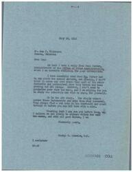 ["George B. Schwabe, a member of the House of Representatives, is corresponding with Sam F. Wilkinson regarding the price of canned oysters in Oklahoma. Schwabe received a response from Paul Porter, Administrator of the Office of Price Administration, explaining that canned oysters were exempt from price control in 1945. Schwabe is critical of the response and feels that the bureaucracy is not being transparent. He asks Wilkinson to study the situation and form his own opinion. Wilkinson, in turn, expresses frustration with the regulations of the Office of Price Administration and believes that oyster distributors are unfairly charging more for their products. Both Schwabe and Wilkinson are seeking answers and transparency from the government agency."]