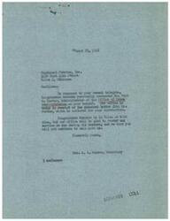 ["Southwest Fabrics, Inc. sent a telegram to Congressman Schwabe requesting assistance with the OPA ceiling price on raw cotton stock. Congressman Schwabe contacted the Office of Price Administration on their behalf, and received a response from Administrator Paul A. Porter stating that the situation is under consideration. The company expressed concern about the price increase affecting their ability to obtain upholstery materials. Congressman Schwabe assured the company that he would do everything he could to assist them with their issue."]