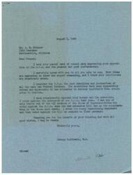 ["The document is a letter from George B. Schwabe, a member of the House of Representatives, responding to a letter from Mr. J. H. Skinner expressing opposition to the O.P.A. Schwabe agrees with Skinner's views on the O.P.A., calling it obnoxious and un-American. Schwabe also mentions his voting record against the O.P.A. extension and expresses support for funding national defense but criticizes excessive spending on publicity and calls for bureaus to stand or fall based on their own merit."]
