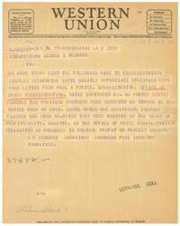 ["The document includes various telegrams and letters regarding the Stockyards Packing Company case, involving interactions with the Office of Price Administration and Congressman George B. Schwabe. There are discussions about obtaining favorable decisions and handling of the case by different individuals. The document also mentions the appreciation for the handling of the case and requests for suggestions from patrons regarding service."]