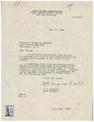 ["The document from the Office of Price Administration is asking Honorable George B. Schwabe to register his house at 1547 North Denver as it is currently being rented out to H. R. Hamaker. The document states that even though the rent is not based on the rental value, it is necessary to register the property since rent is being collected."]